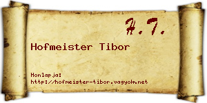 Hofmeister Tibor névjegykártya
